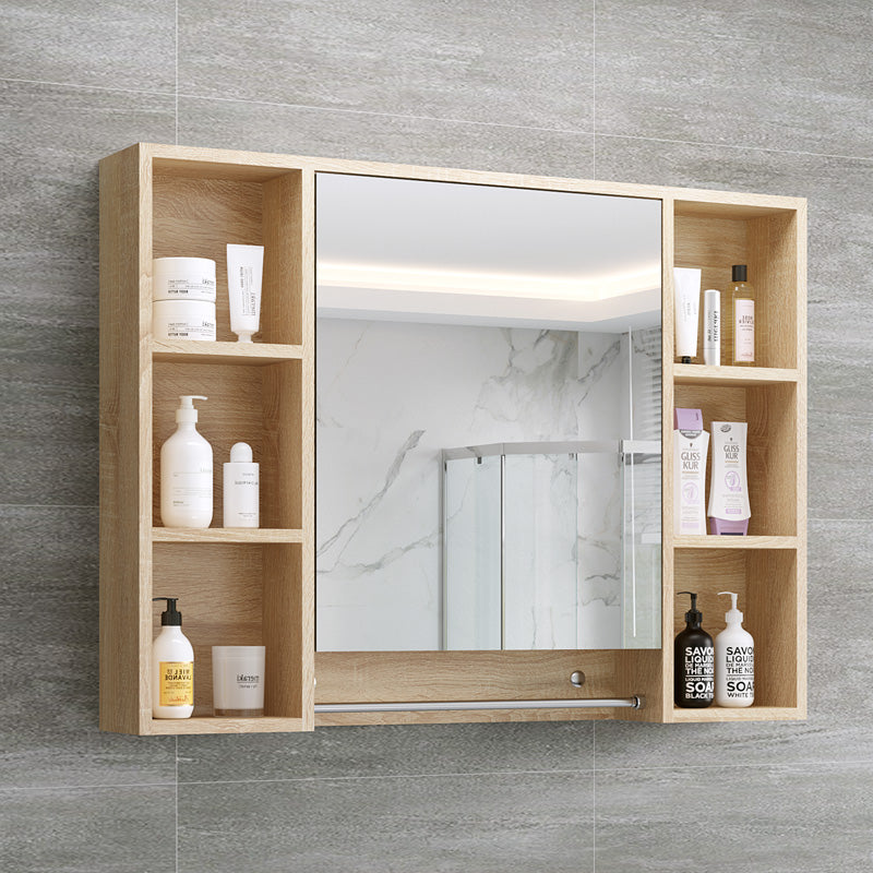 Multiple Variations Nordic solid wood bathroom mirror cabinet storage all-in-one bathroom mirror box with lamp toilet wall mirror with shelf"