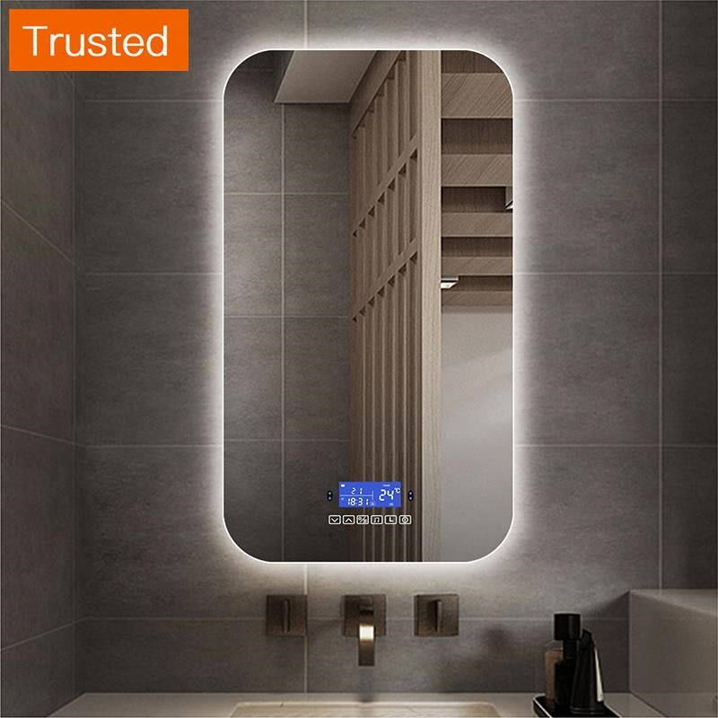 Multiple Variations Customize Smart Bathroom Mirror 3 Light Touch Screen Anti Fog Defog Bluetooth