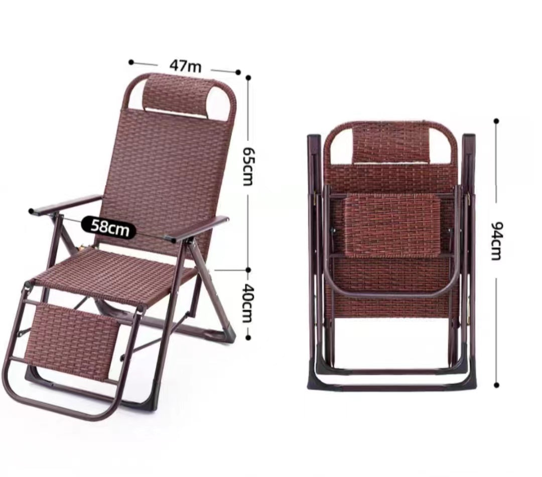 Multiple Variations Rattan rattan chair reclining chair folding lunch break balcony home leisure chair portable backrest chair lazy beach chair