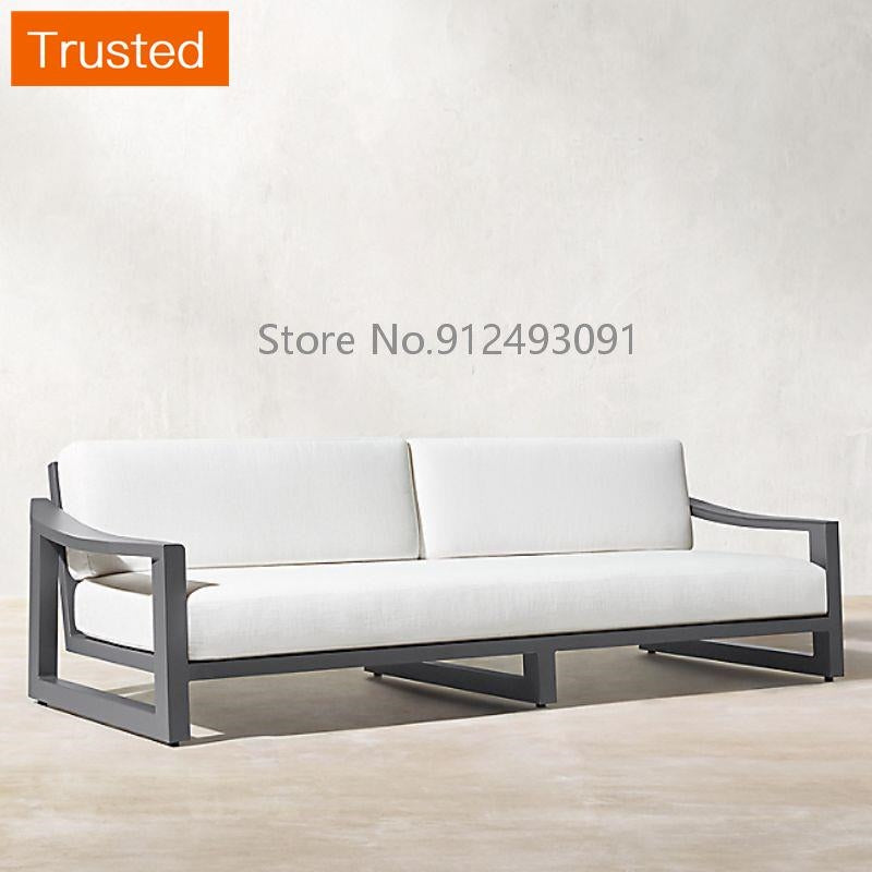 Aluminium Garden Sofa Sets Balcony Furniture Irregular Armrest Club Chair Patio Metal Coffee Table