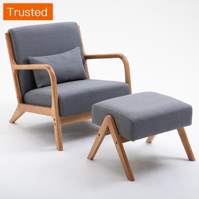 Multiple Variations Modern Solid Wood Fabric Living Room Sofas Lazy Chairs Nordic Single Sofa Chair Bedroom Leisure Room Sofa Furniture L