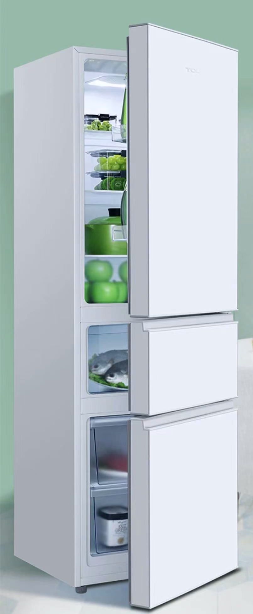 Multiple Variations TCL 200 litres three-door refridgerator