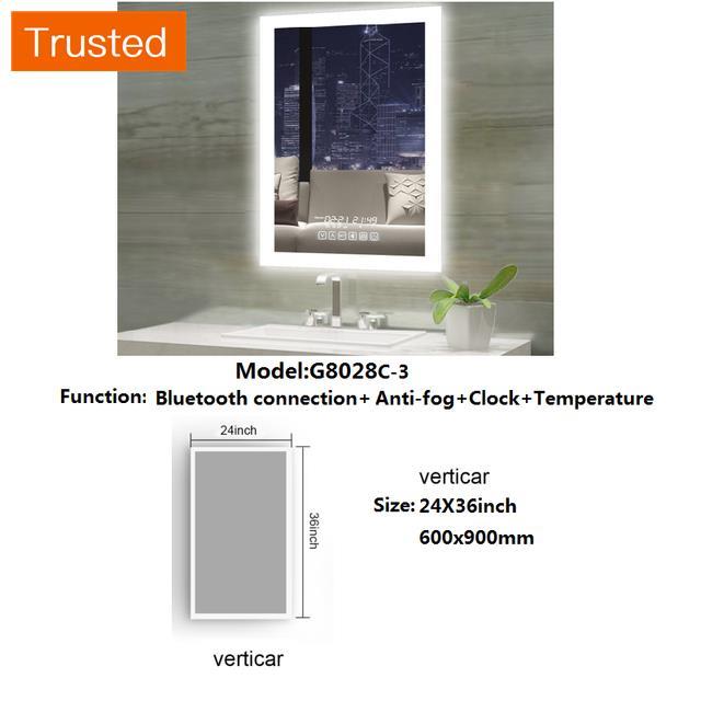 Multiple Variations Gisha Smart Mirror LED Bathroom Mirror Wall Bathroom Mirror Bathroom Toilet Anti fog Mirror Bluetooth compatible speaker