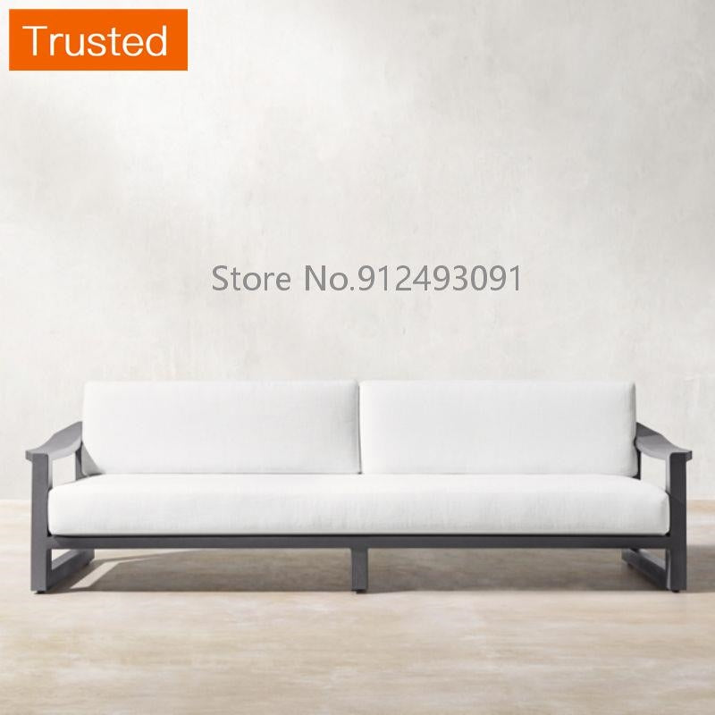 Aluminium Garden Sofa Sets Balcony Furniture Irregular Armrest Club Chair Patio Metal Coffee Table