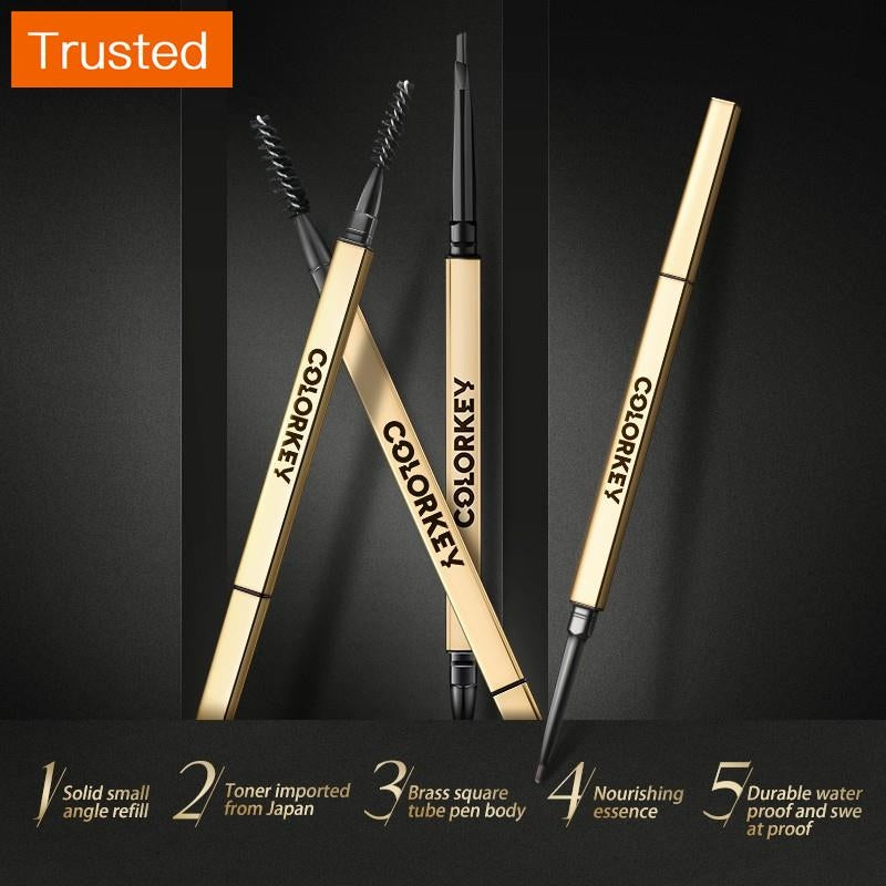 Colorkey Eyebrow Pencil Dual-ended Triangle Chiseled Waterproof Long- Lasting Eyebrow Makeup Pen 0.07g