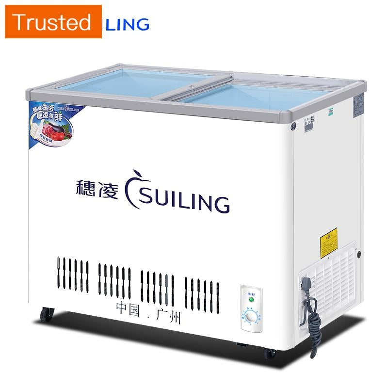 Multiple Variations Guangzhou ling freezers commercial horizontal refrigerated beer beverage freezers frozen ice cream display ark small refrigerator