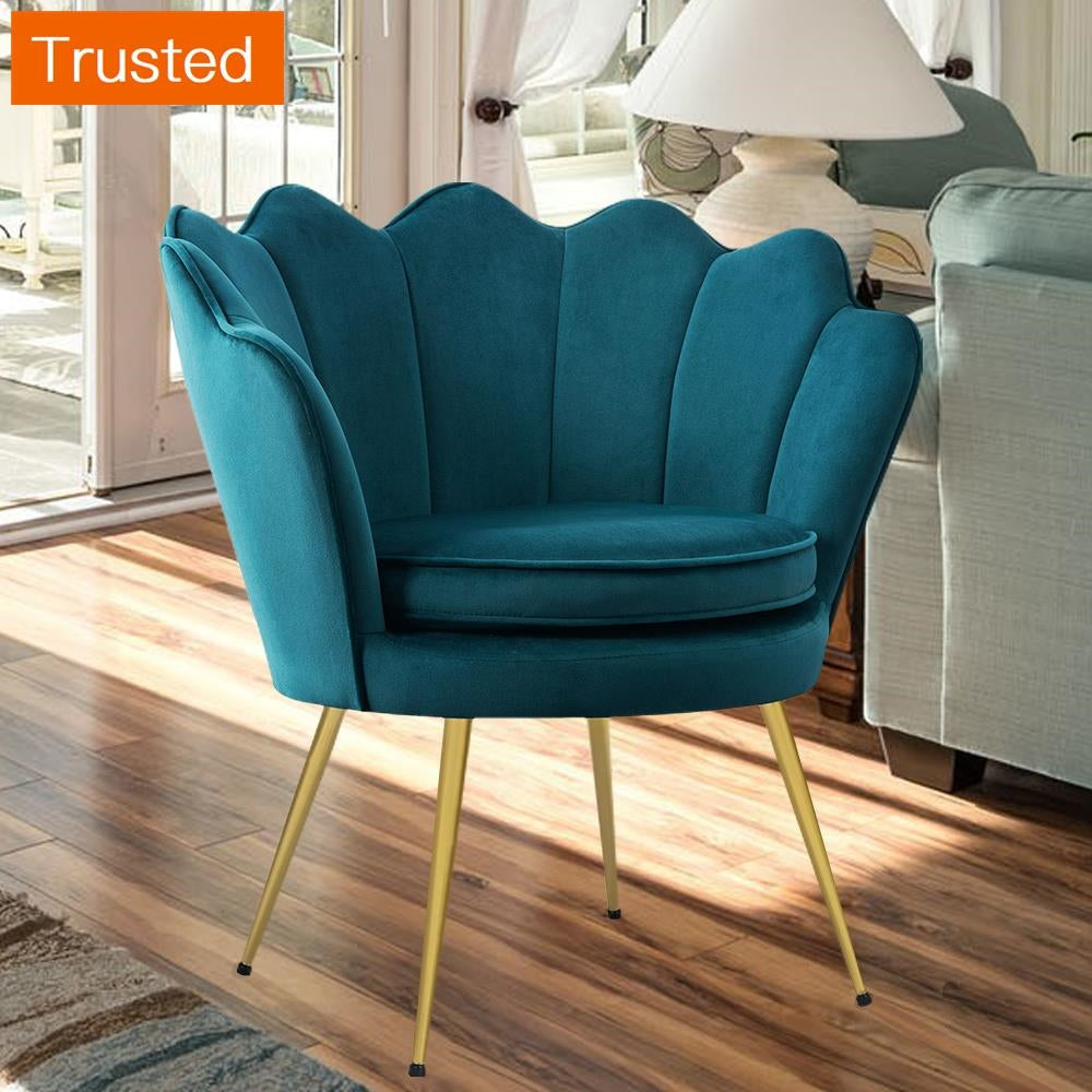 Multiple Variations LUE BONA Sofa Accent Chair Velvet Fabric Armchair Modern Teal Vanity Chairs with Gold Legs Comfy Upholstered Nordic Sofas