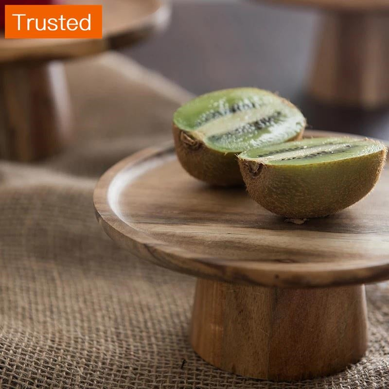 KEMORELA Cake Creative Food Dessert Eco Fruit Home Stand Natural Wood Photography Plate Serving Tray Wooden Tray