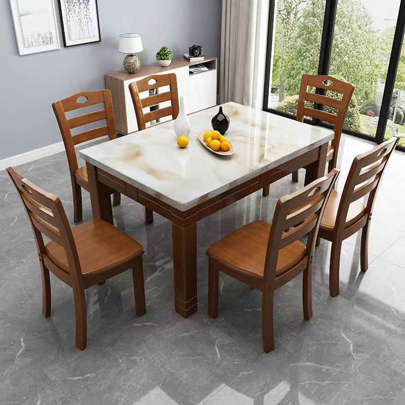 Multiple Variations Luxury rectangular marble solid wood dining table "