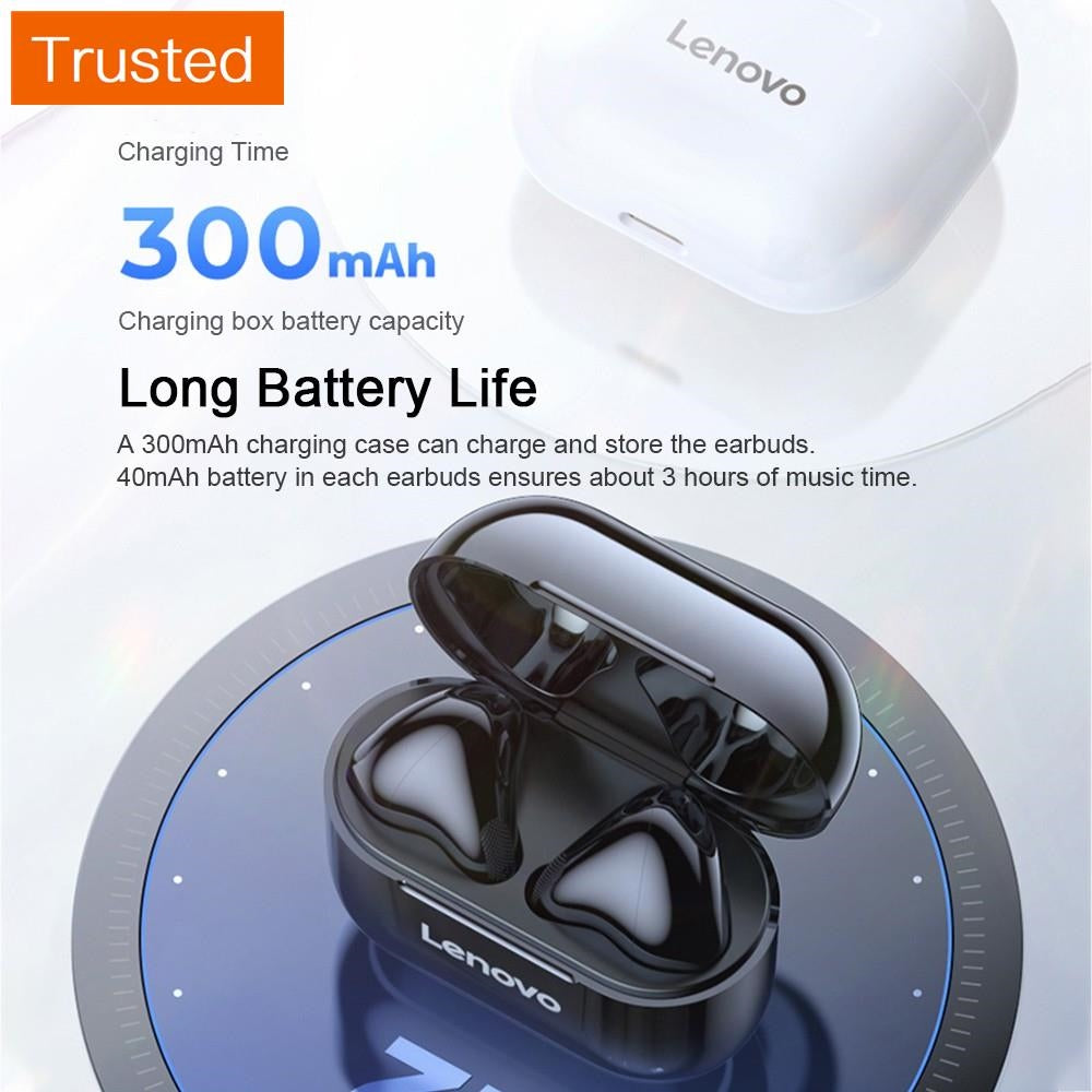 Original Lenovo LP40 TWS Wireless Earphone Bluetooth 5.0 Dual Stereo Noise Reduction Bass Touch Control Long Standby