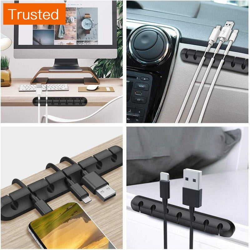 Multiple Variations   Silicone Cable Holder and Organiser for Desktop   In Car Cable Management