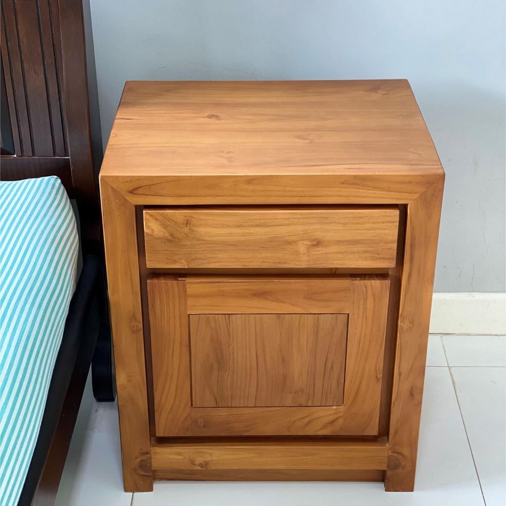 Multiple Variations Einfach Solid Wood Bedside Table with 2 Drawer - Hand Made Minimalist Wooden Teak Teakwood Furniture with Drawers