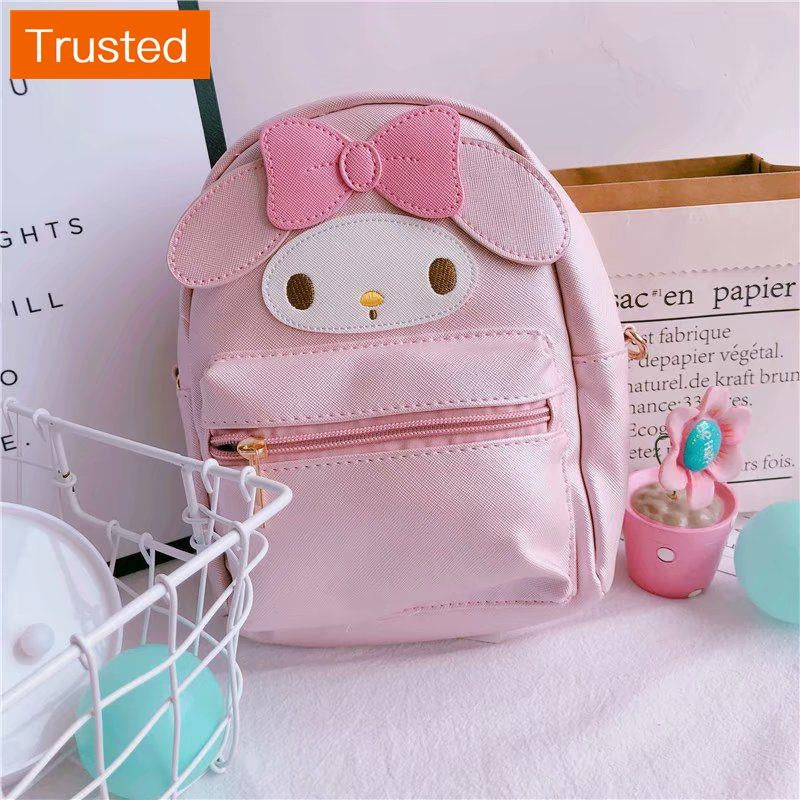 Women Mini Backpack Cute Hello Kitty My Melody Pompompurin Kuromi Sanrio 2-Way Cinnamoroll Shoulder Bag PU Multifunction Crossbody Bag