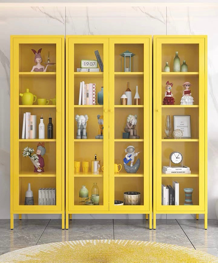 "MULTIPLE VARIATIONS Nordic wrought iron bookcase glass door living room locker simple household storage cabinet display"