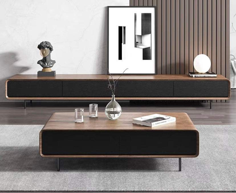 "MULTIPLE VARIATIONS  Nordic minimalist Italian TV cabinet modern minimalist small apartment living room walnut coffee table TV cabinet combination"