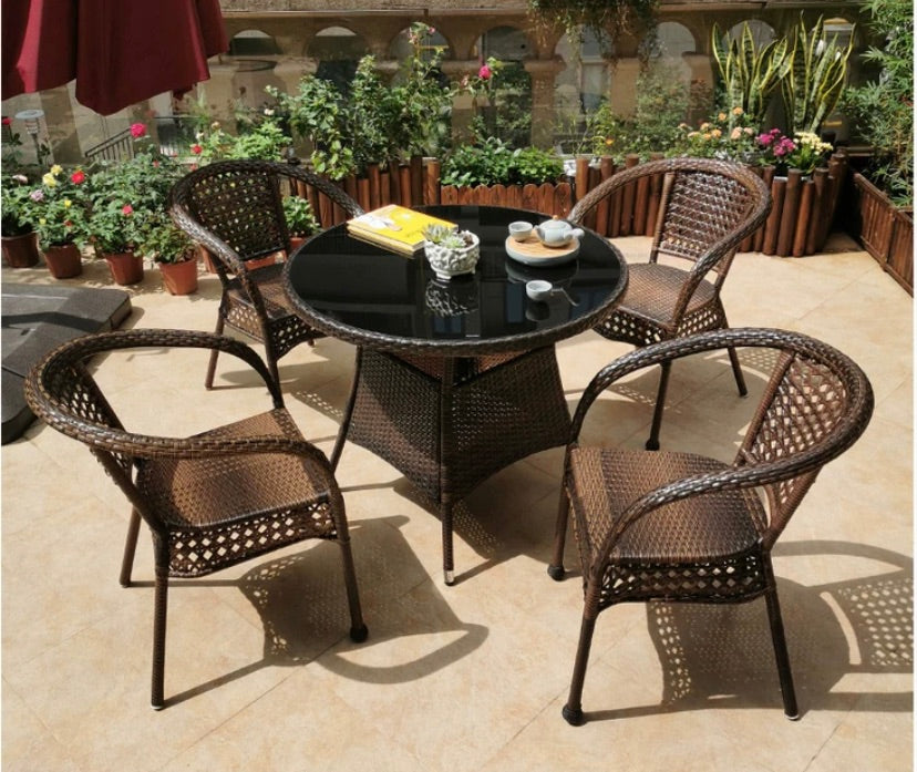 "MULTIPLE VARIATIONS  Balcony Table and Rattan Chairs Set   (4chairs* 60cm )"