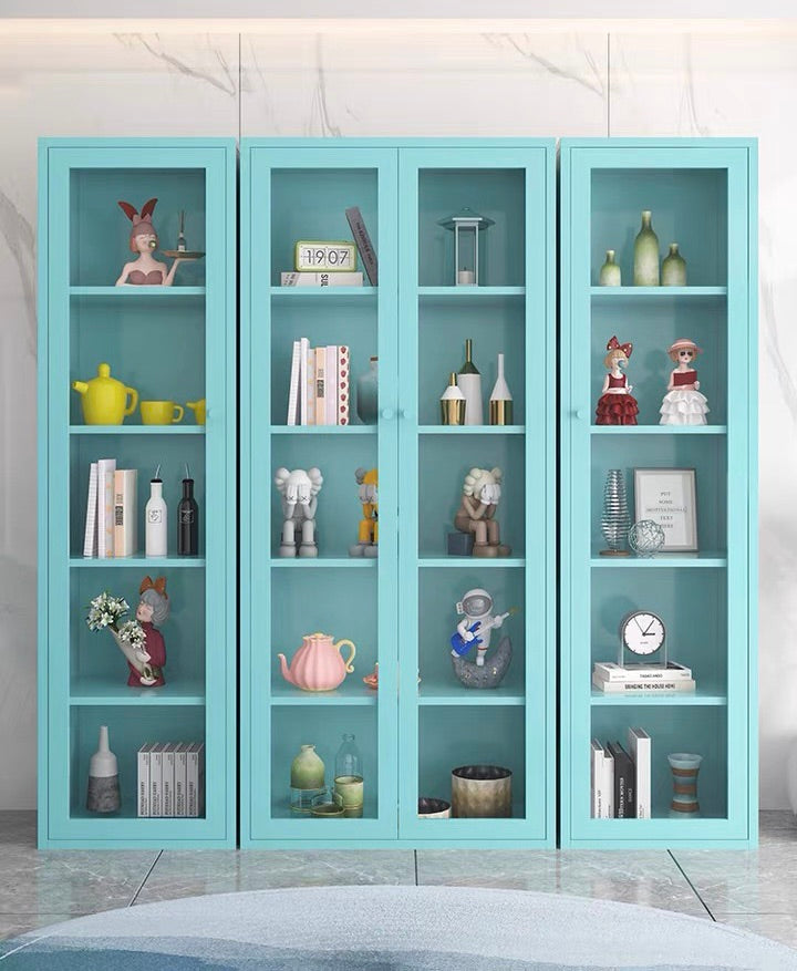 "MULTIPLE VARIATIONS Nordic wrought iron bookcase glass door living room locker simple household storage cabinet display"