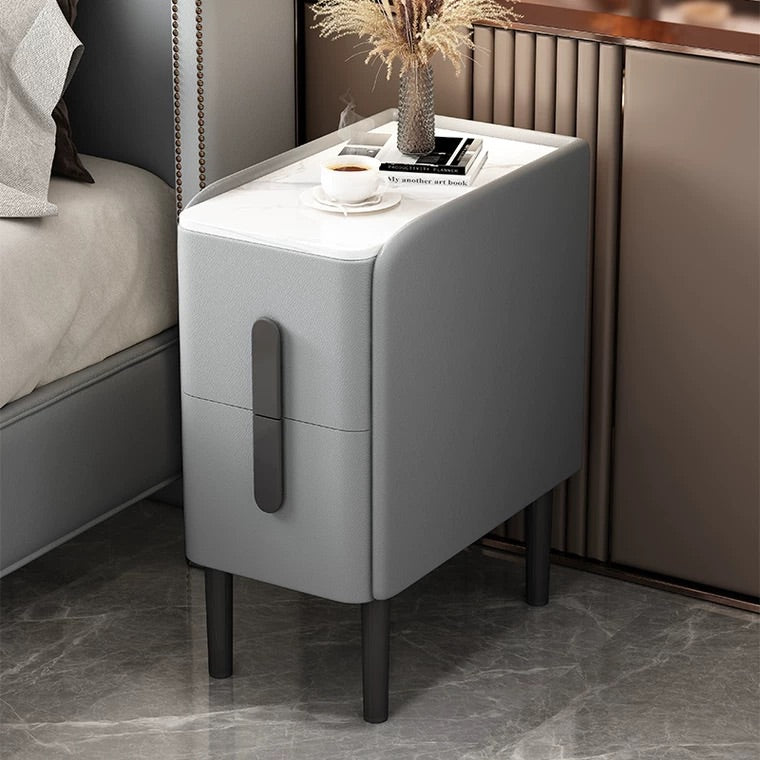 "MULTIPLE VARIATIONS  Light luxury intelligent solid wood rock slab ultra-narrow small household bedside table"