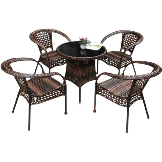 "MULTIPLE VARIATIONS  Balcony Table and Rattan Chairs Set   (4chairs* 60cm )"