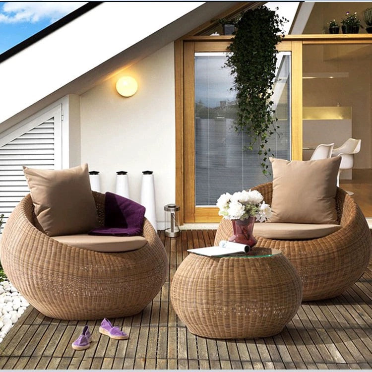 "MULTIPLE VARIATIONS  Outdoor rattan chair three-piece set of sofa balcony courtyard villa "