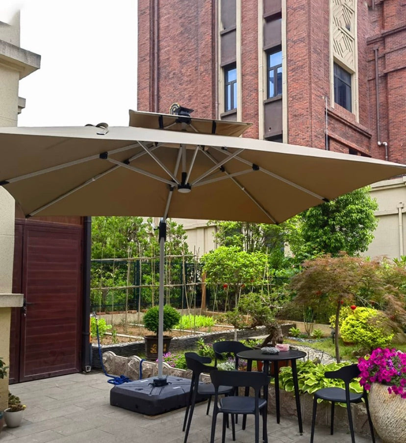 "MULTIPLE VARIATIONS Rattan facing outdoor umbrella courtyard umbrella parasol stall big sun umbrella garden villa custom printing outdoor Roman umbrella"