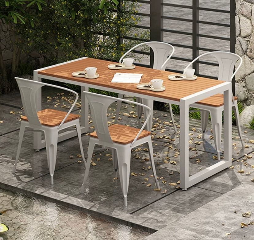 Multiple variation outdoor iron craft table and chair combination