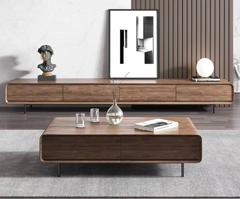 "MULTIPLE VARIATIONS  Nordic minimalist Italian TV cabinet modern minimalist small apartment living room walnut coffee table TV cabinet combination"