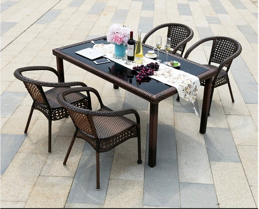 "MULTIPLE VARIATIONS  Balcony Table and Rattan Chairs Set   (4chairs* 60cm )"