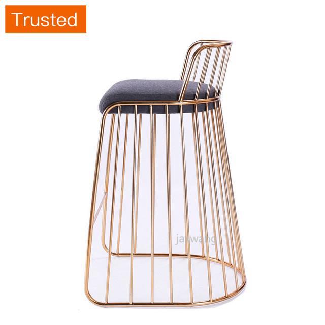 Multiple Variations Nordic Bar Stool Bar Chair Creative Coffee Dining Chair Gold High Stool Customized Living Room Chair Wrought Iron Soft Cushion