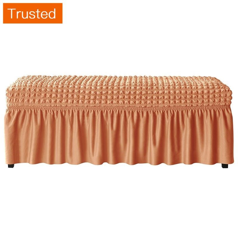 【14 Colors】3D Seersucker Bench Cover with Skirt Elastic Storage Stool Chair Cover Bench Cover Dust Cover Long Chair Cover Piano Bench Cover For Piano Bedroom Living Room Home Dector Ready Stock Chiclive