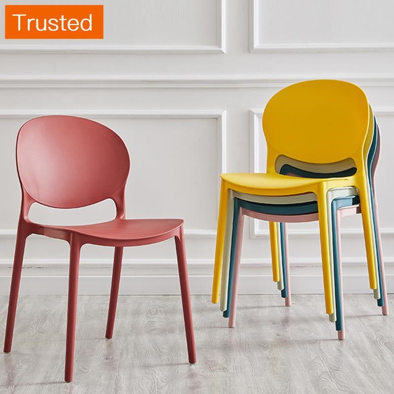 Multiple Variations Nordic Minimalist Dining Chairs for The Kitchen Furniture Plastic Chair Adult Leisure Creative Coffee Lazy Backrest Stool