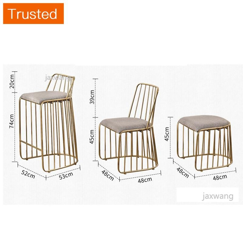 Multiple Variations Nordic Bar Stool Bar Chair Creative Coffee Dining Chair Gold High Stool Customized Living Room Chair Wrought Iron Soft Cushion