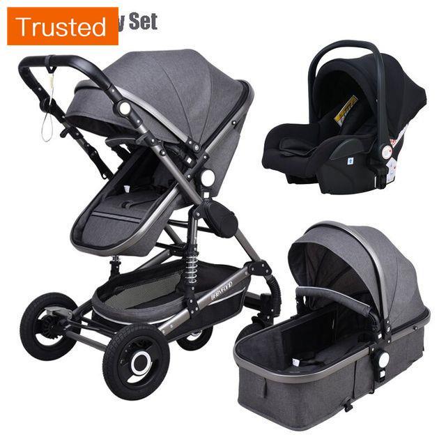 Multiple Variations Babyfond Luxury Baby Stroller 3 in 1 High Landscape Children Pram Fashion Carriage EU Design Cart Two Way Trolly For Car