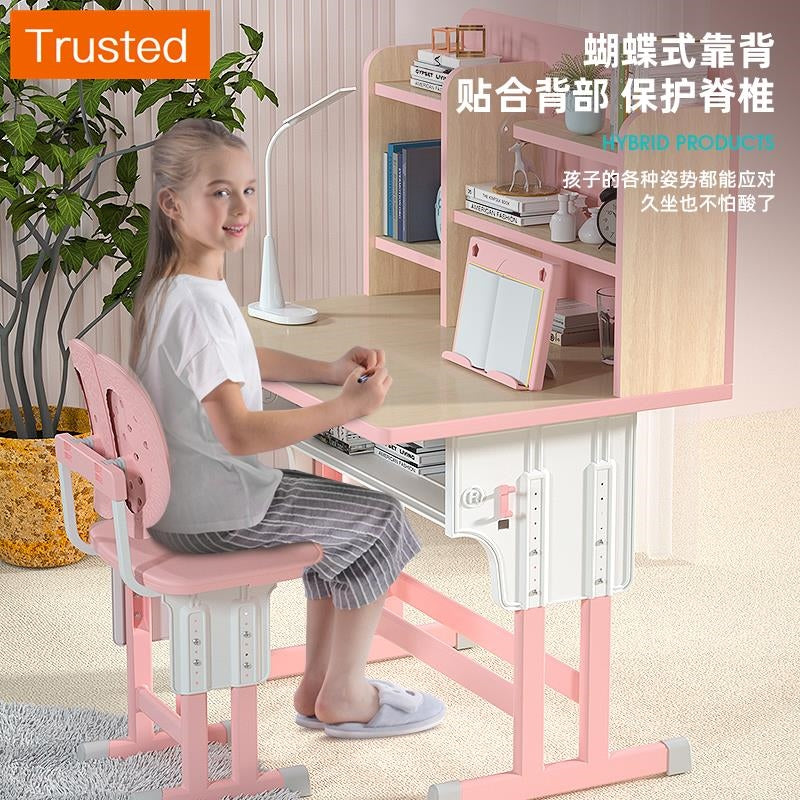 Multiple Variations Solid wood desk bookcase children table integrated with bookcase bedroom learning girl home can lift a desk chair