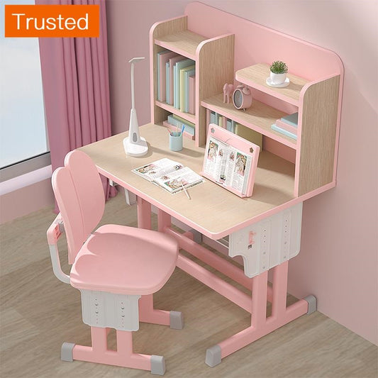 Multiple Variations Solid wood desk bookcase children table integrated with bookcase bedroom learning girl home can lift a desk chair