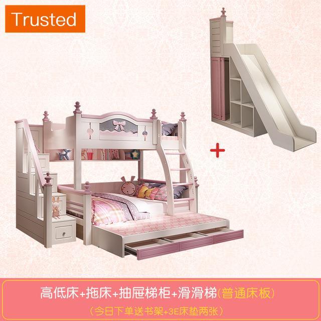 Multiple Variations Upper And Lower Bed Double Bed Mother And Son Double Bed Girl Princess Bed Girl Double Solid Wood Children's bunk bed