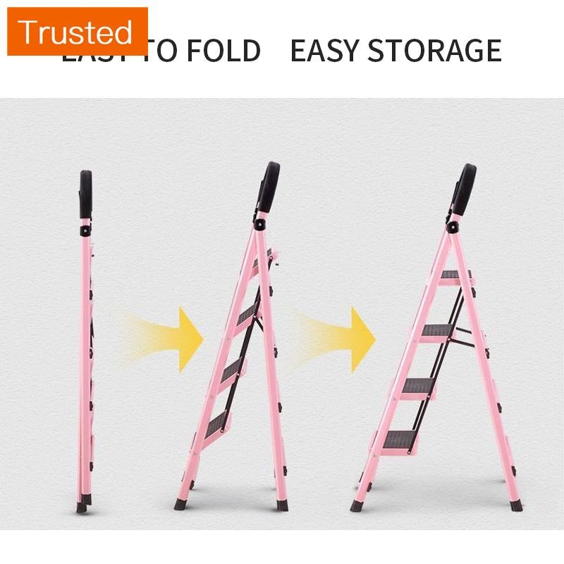 Ready stock Kinbolee Foldable Step Ladder Thickening 3 Step 4 Step Security Upgrade Household Ladder