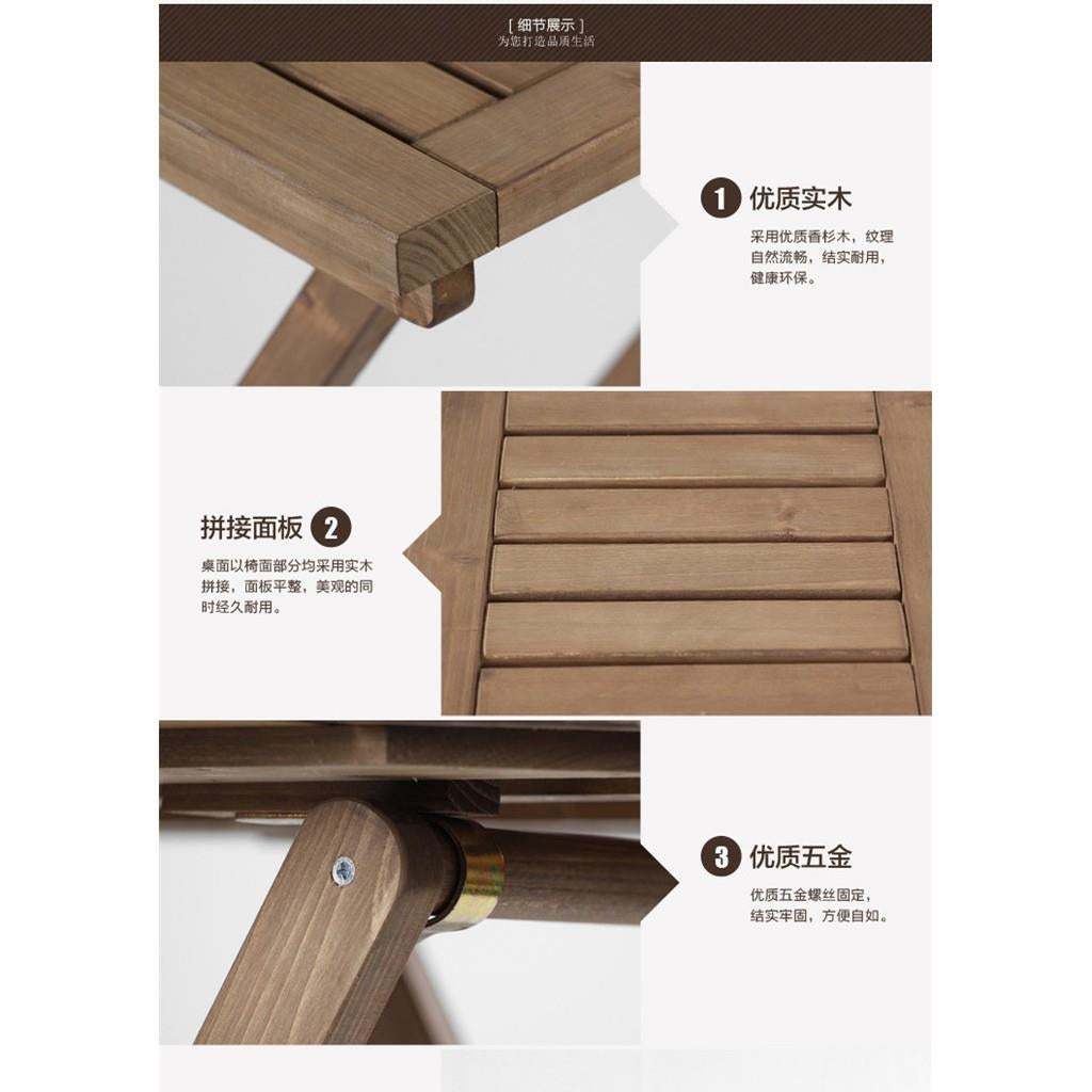 Multiple Variations Outdoor Balcony Wooden Foldable Folding Table Set with Chairs / Round Square/ Coffee /Tea /Furniture