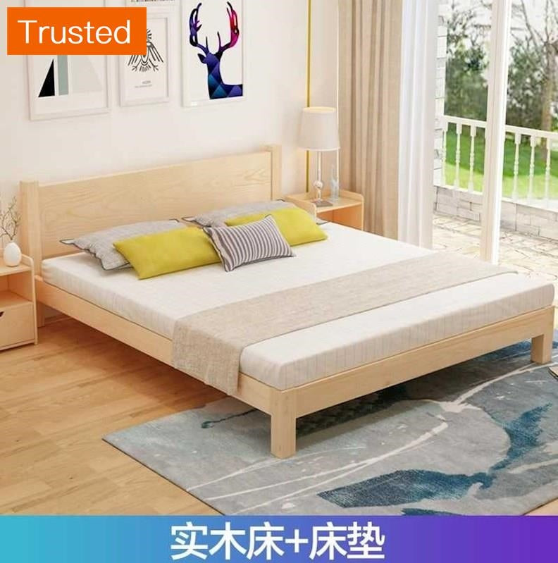 Multiple Variations Bed mattress portfolio budget sets double the home 1.5 m 1.8 m more simple bedstead wood advocate lie