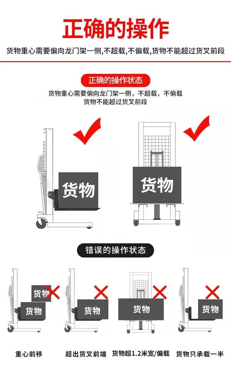 Multiple Variations Quality Automatic Electric Hydraulic Stacker Handling Forklift 1 ton 2 ton Electric with Rechargeable Battery