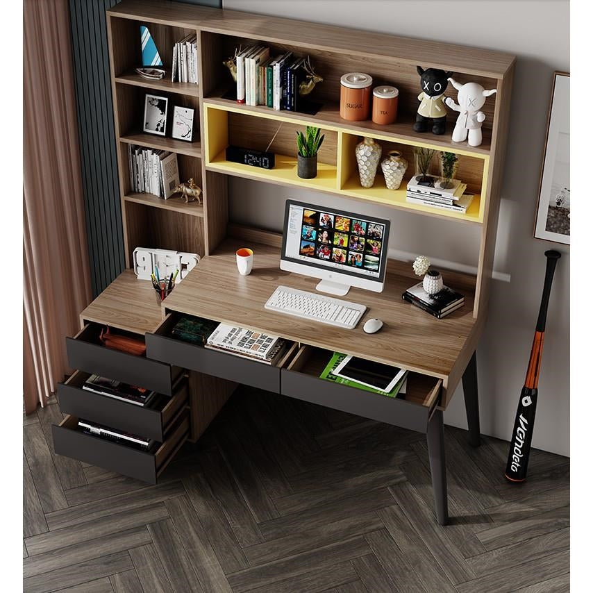 Multiple Variations Desktop Computer Desk Bookshelf Combined Integrated Modern Simple Home Study Student Study Table Writing Desk XK21202