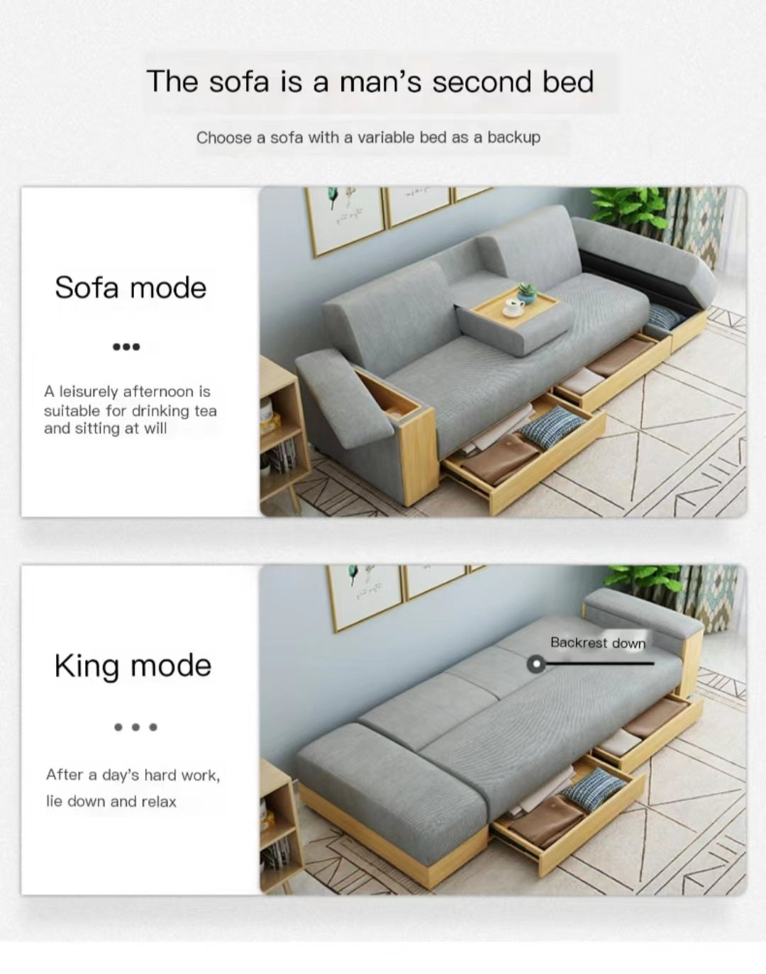 Multiple Variations Modern simple small multifunctional Japanese sofa bed  "