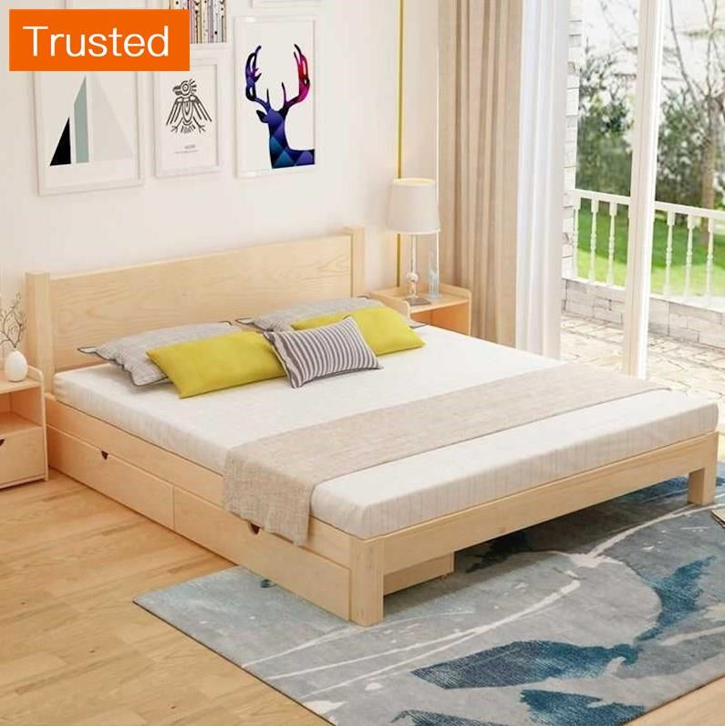 Multiple Variations Bed mattress portfolio budget sets double the home 1.5 m 1.8 m more simple bedstead wood advocate lie