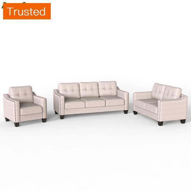 Multiple Variations 3 Piece Living Room Set 1 Sofa 1 Loveseat And 1 Armchair With Rivet On Arm Tufted Back Cushions