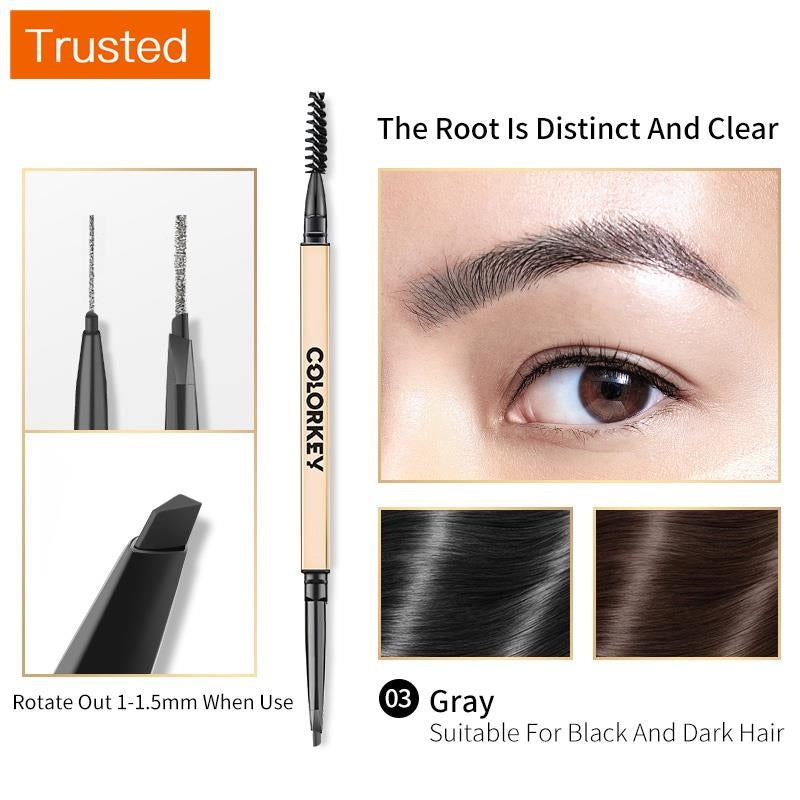 Colorkey Eyebrow Pencil Dual-ended Triangle Chiseled Waterproof Long- Lasting Eyebrow Makeup Pen 0.07g