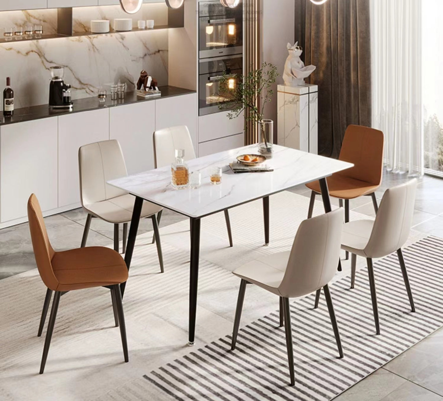 Multiple Variations Chivas dining table and chairs modern minimalist slate rectangular small and medium-sized household guest restaurant combination PT057"