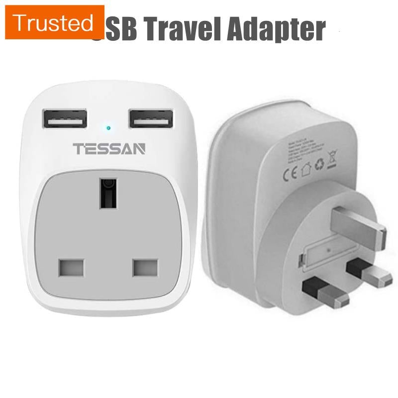 Multi Plug Power Adapter with USB TESSAN Surge Protector Plugs Extension Sockets Wall Charger Adaptor 13A UK Socket