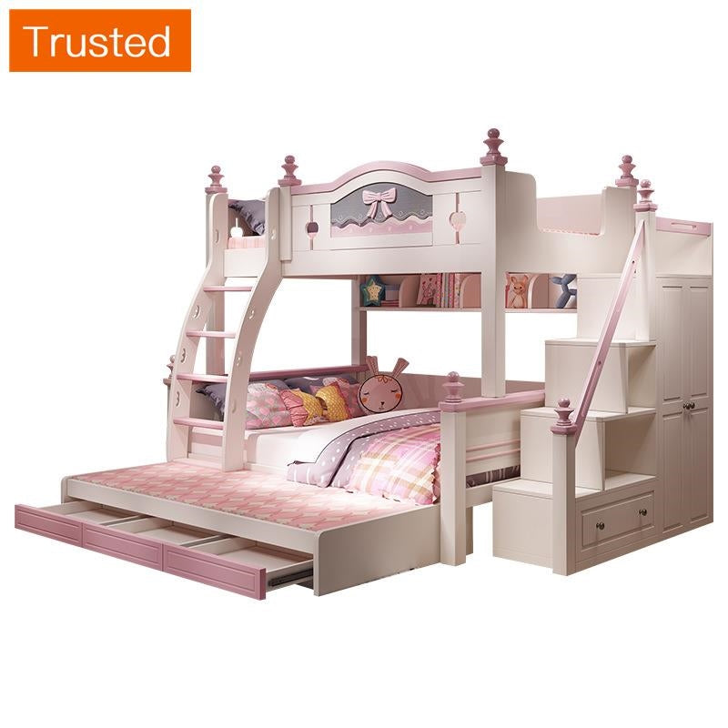 Multiple Variations Upper And Lower Bed Double Bed Mother And Son Double Bed Girl Princess Bed Girl Double Solid Wood Children's bunk bed