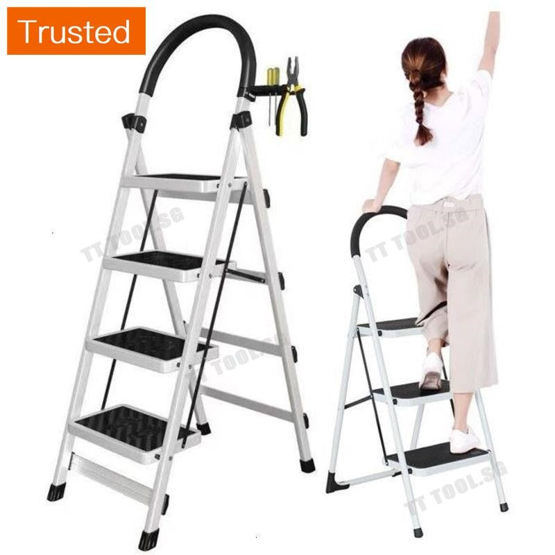 Ready stock Kinbolee Foldable Step Ladder Thickening 3 Step 4 Step Security Upgrade Household Ladder