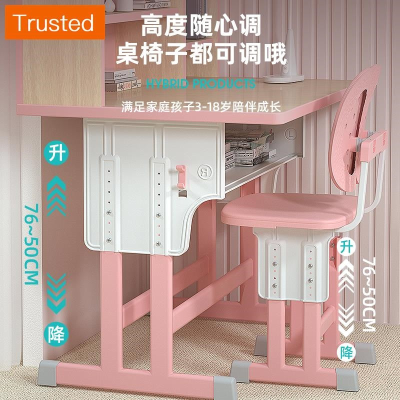 Multiple Variations Solid wood desk bookcase children table integrated with bookcase bedroom learning girl home can lift a desk chair